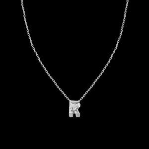 Crystal & Silvertone with Swarovski Alphabet Personalized Necklace -18" Letter-R